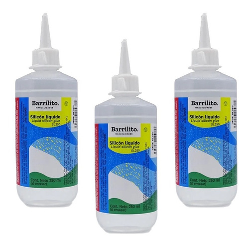 Silicón Liquido Barrilito Frasco Con 250 Ml 3 Piezas