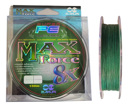 Linha De Pesca Maxforce 8x Multifilamento 150m 0.60 100lbs Cor Verde