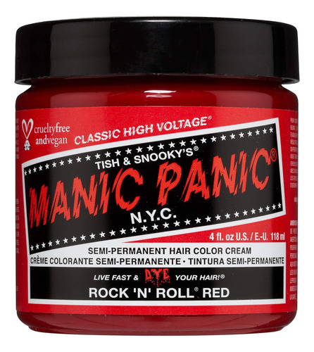 Rock N Roll Tinte Rojo Clásico De Alto Voltaje Semi Pe...