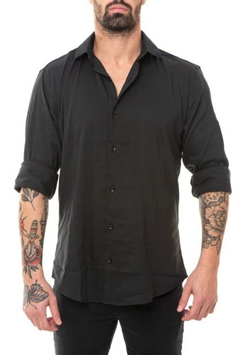 Camisa Hombre Slim-fit Negro Vcp 0118