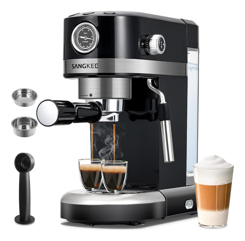 Cafetera Máquina De Café Espresso Y Capuchinos Con Espumador Color Negro