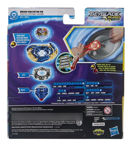Imagen 3 de 3 de Beyblade Speedstorm Bravevaltryek V6 Lanzador Spark Power