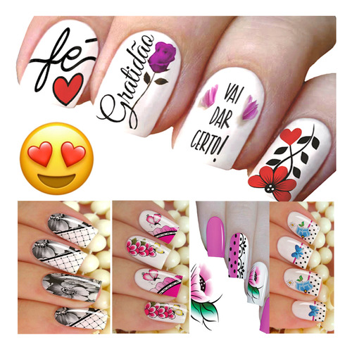 216 Peliculas Para Unhas 18 Cartelas Adesivos Unhas Promoção