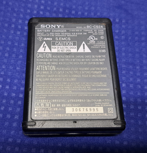 Cargador De Baterías Sony Bc-cs2a 1.4v Para Aa, Aaa (Usado)
