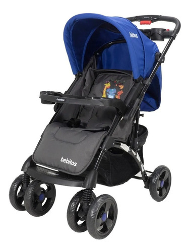 Cochecito de paseo Bebitos Coche con huevito travel system BE-N719 azul con chasis color negro