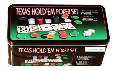 Kit Jogo Poker Texas Hold'em 200 Fichas  Numeradas + Feltro