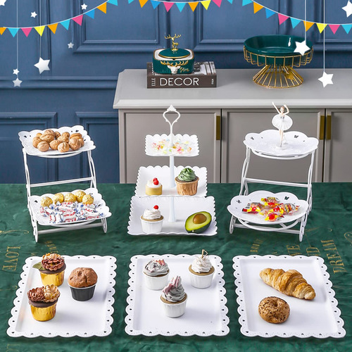 Bases Para Pasteles Y Cupcakes 3 Niveles Y Bandejas Plastico