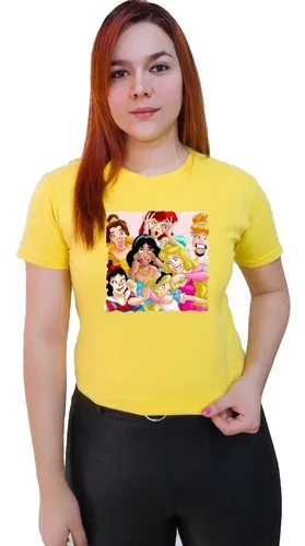 comprar Polera Dama Estampada 100%algodon Princesas De Disney 1