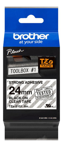 Fita Brother Tze-s151 24mm Preto /transparente Industrial Cor Preto-transparente