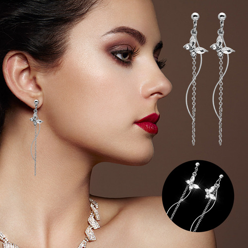 Pendientes De Diamantes Y Perlas A La Moda Para Mujer, Caden