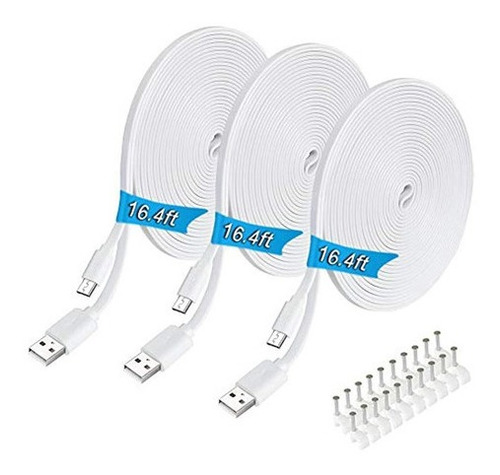 16.4ft 3pack Cable Plano De Carga Micro Usb Cable De Extensi