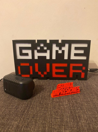 Lámpara Game Over. Velador Led Game Over. Lampara Gamer