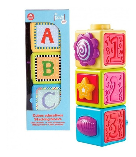 Imagen 2 de 3 de Cubos Apilables Bebe Bloques Ok Baby Formas Colores 0120 Edu Color Multicolor