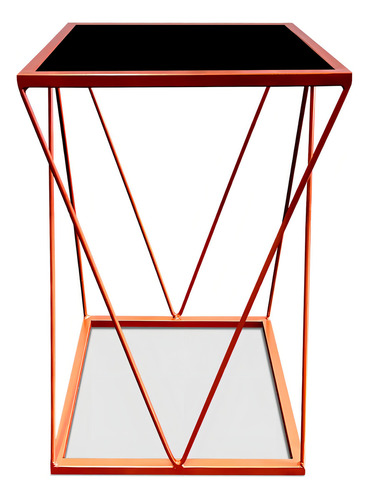 Mesa De Canto Cabeceira Alta Quadrada Pra Sala Quarto Wire Cor Cobre preto