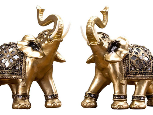 2x Lucky Elephant Estatua Escultura Resina Feng Shui Good