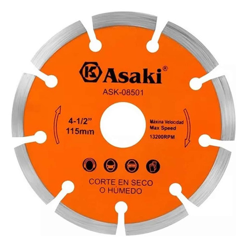 Disco Diamantado Segmentado Asaki Ask-08501 115mm Mf Shop