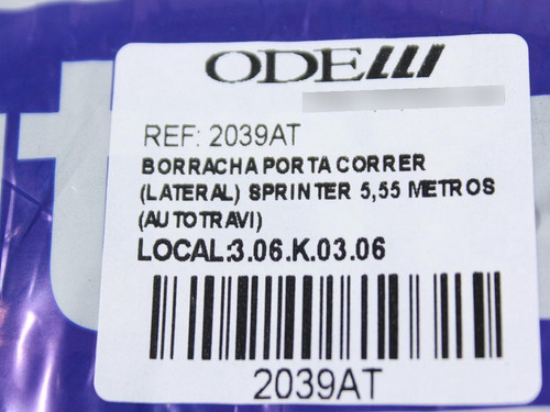 Borracha Porta Correr (lateral) Sprinter 5,55 Metros (autotr