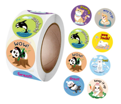 500 Pegatinas Redondas De Animales Para Decoración, A