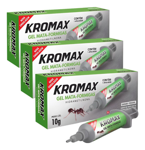 Veneno Mata Formiga Caseiras Kromax Em Gel 10g 3 Unidades