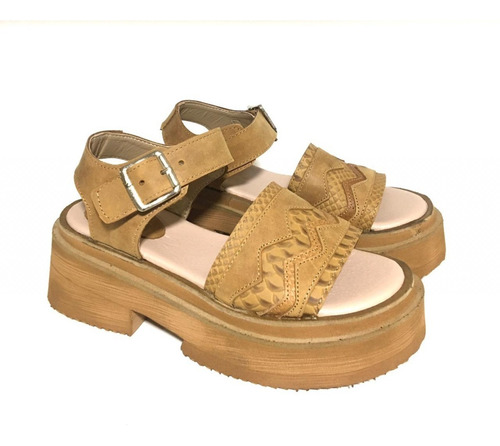 Sandalias Cuero Plataforma Zapatos Mujer Suela De Goma Julia