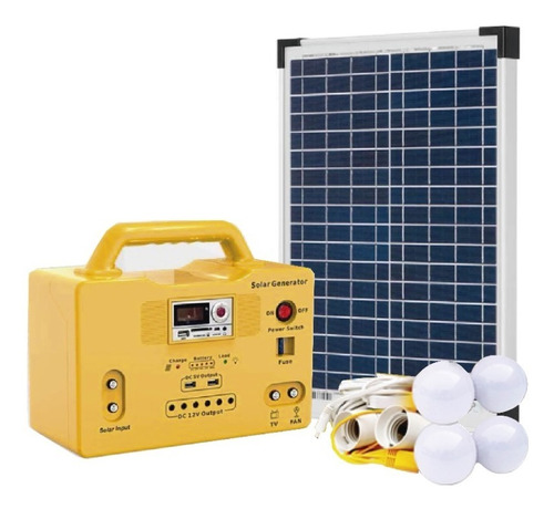 Kit Solar Portable Con Panel De 20 W +luces+radio+mp3