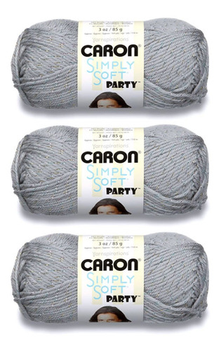 Caron Simply Soft Party Hilo Brillante Plateado 3 Unidad