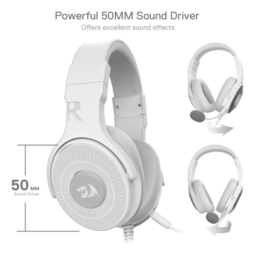 Auriculares De Juegos Con Cable Blanco Redragon H350, Flight