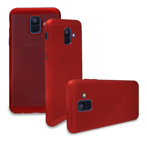 Funda Para Samsung Galaxy A6 2018 Sm-a600 Slim Con Cristal Color Rojo