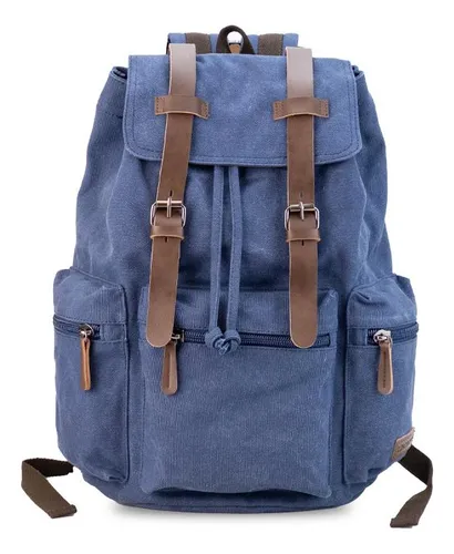Mochila Con Tapa Y Hebillas Bolsillo Espaciosa Lincolns Color Azul
