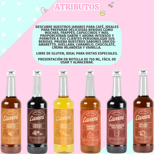 Jarabe Sabor Amaretto Caveeni Enco Para Café 750ml 3 Piezas