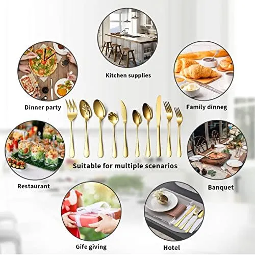 Kyraton Gold Silverware Set 45 Piezas Servicio Para 8, Titan