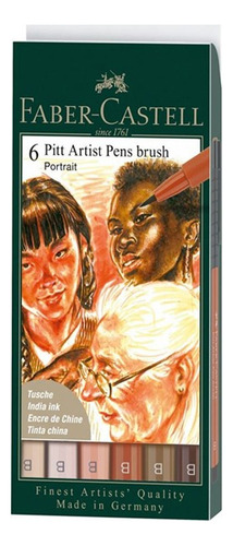 Caneta Pitt Brush Portrait Faber Castell - 6 Tons De Pele