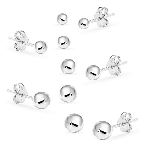 Juego De Aretes De Bola De Plata Esterlina, Mujeres, Hombres