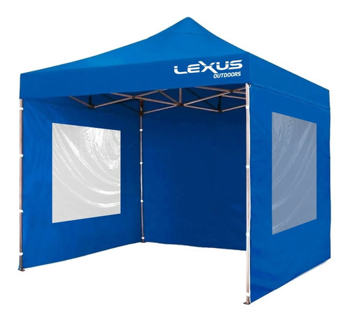 Gazebo Plegable Premium 3x3 De Aluminio C/ Laterales - Playa Color Azul