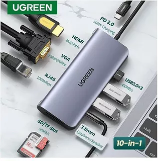 Adaptador Hub Multifuncional Ugreen Tipo-c 10 En 1