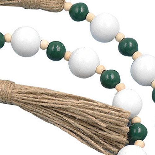 Guirnalda Navideña De Cuentas De Madera Con Borlas, Granja