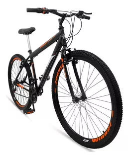 Mountain bike Ello Bike Velox aro 26 21v freios v-brakes câmbios Ltx cor preto/laranja com descanso lateral