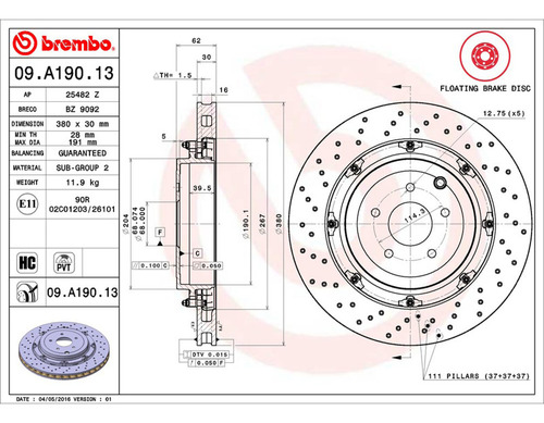 Par Discos Brembo Nissan Gt-r Premium 2017 Trasero