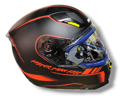 Casco Shaft Integral Negro Con Rojo Y Amarillo Talla L 