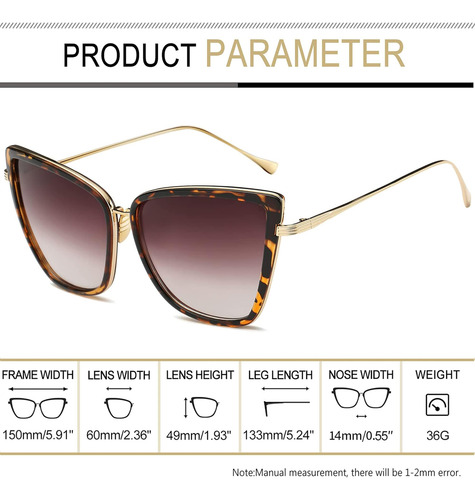 Gafas De Sol Joopin Tortoise Cateye Y Gafas De Sol Doradas C