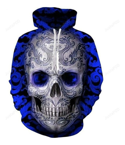 Sudadera Con Capucha Blue Skull 3d Tl32