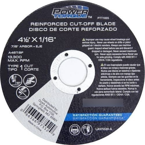 2 Discos De Corte Reforzado 4-1/2 X 1/16 X 7/8¨ Power Torque