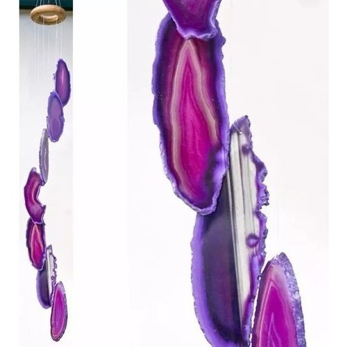 Imagem 3 de 3 de Mensageiro Sino Do Ventos Ágata Roxa Lilás Varanda Feng Shui