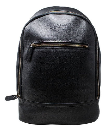 Mochila Backpack Minimalista Carlo Ronaldi Piel Res Negra