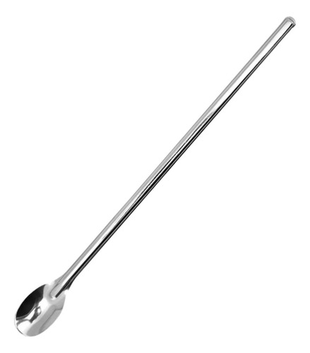 Colher Bailarina Para Suco 30cm Inox Premium Cabo Prateado