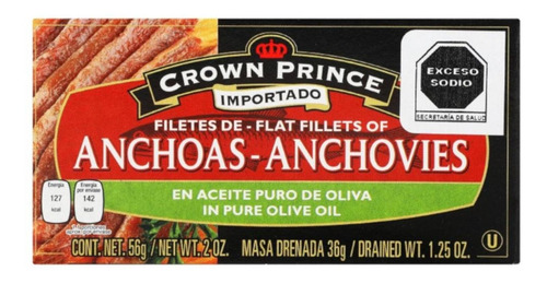Pack De 12 Filete De Anchoas Crown Prince Aceite Oliva 56 Gr