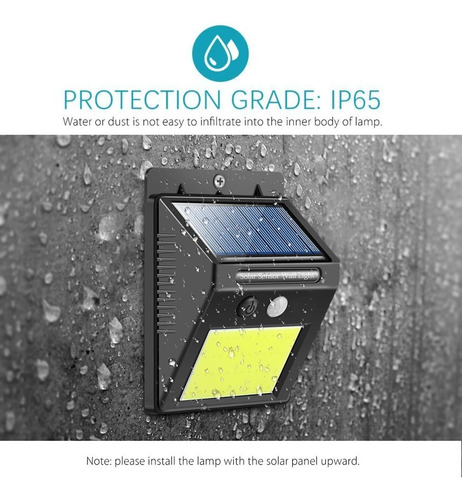 Imagen 6 de 9 de Aplique Reflector Led Panel Solar Sensor Movimiento 48 Leds