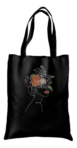 Tote Bag Bolsa Gabardina Bordado Mujer Flores 1