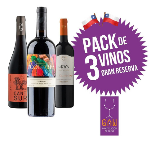 3 Vinos Mix Gran Reserva Tintos (despacho Gratis Santiago)