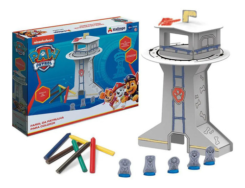 Playset Patrulha Canina Farol P/ Colorir Giz De Cera Xalingo